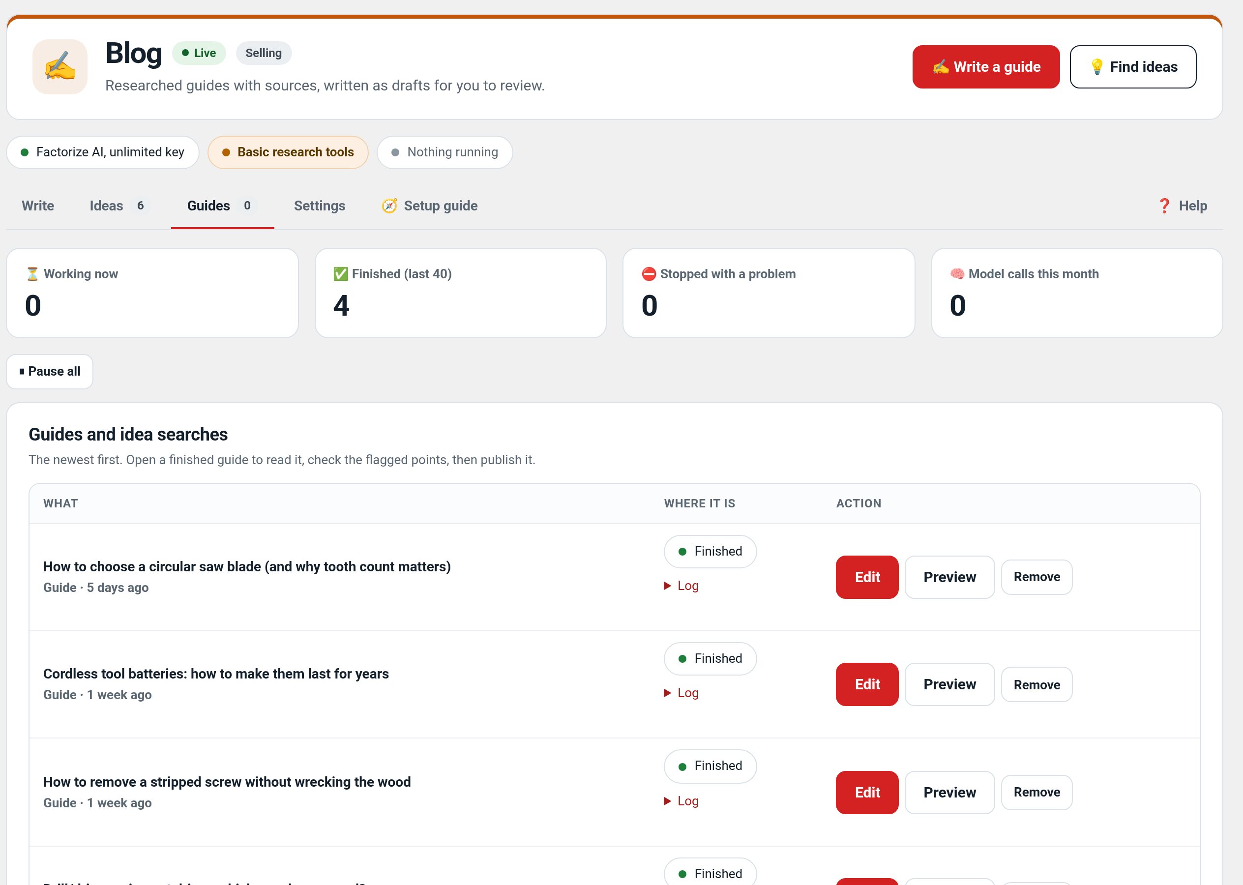 Blog: Settings in wp-admin