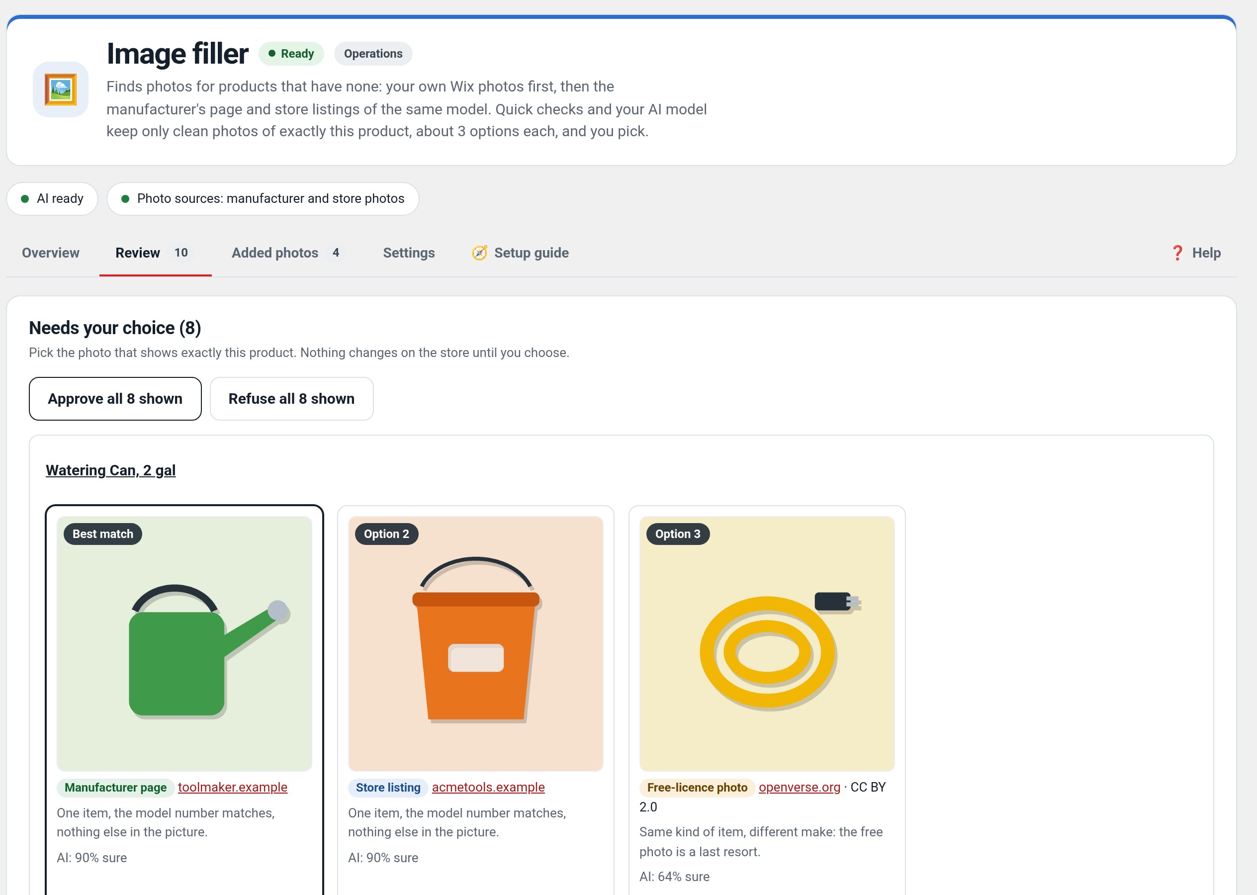 Image Filler: Settings in wp-admin