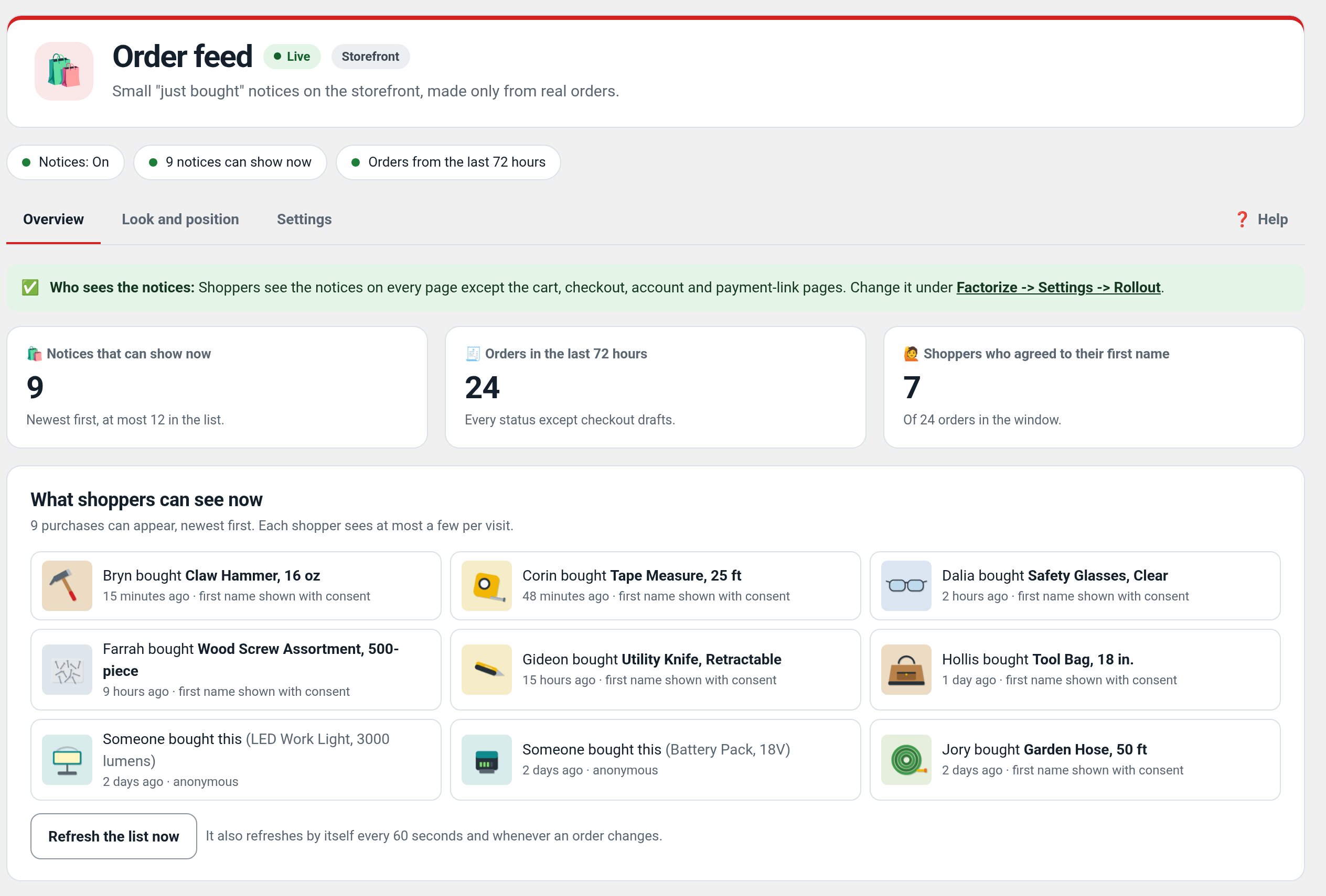 Order Feed: Settings in wp-admin