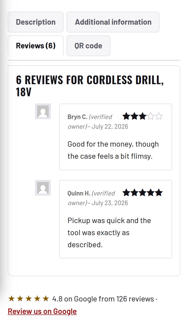 Reviews: What customers see on a phone