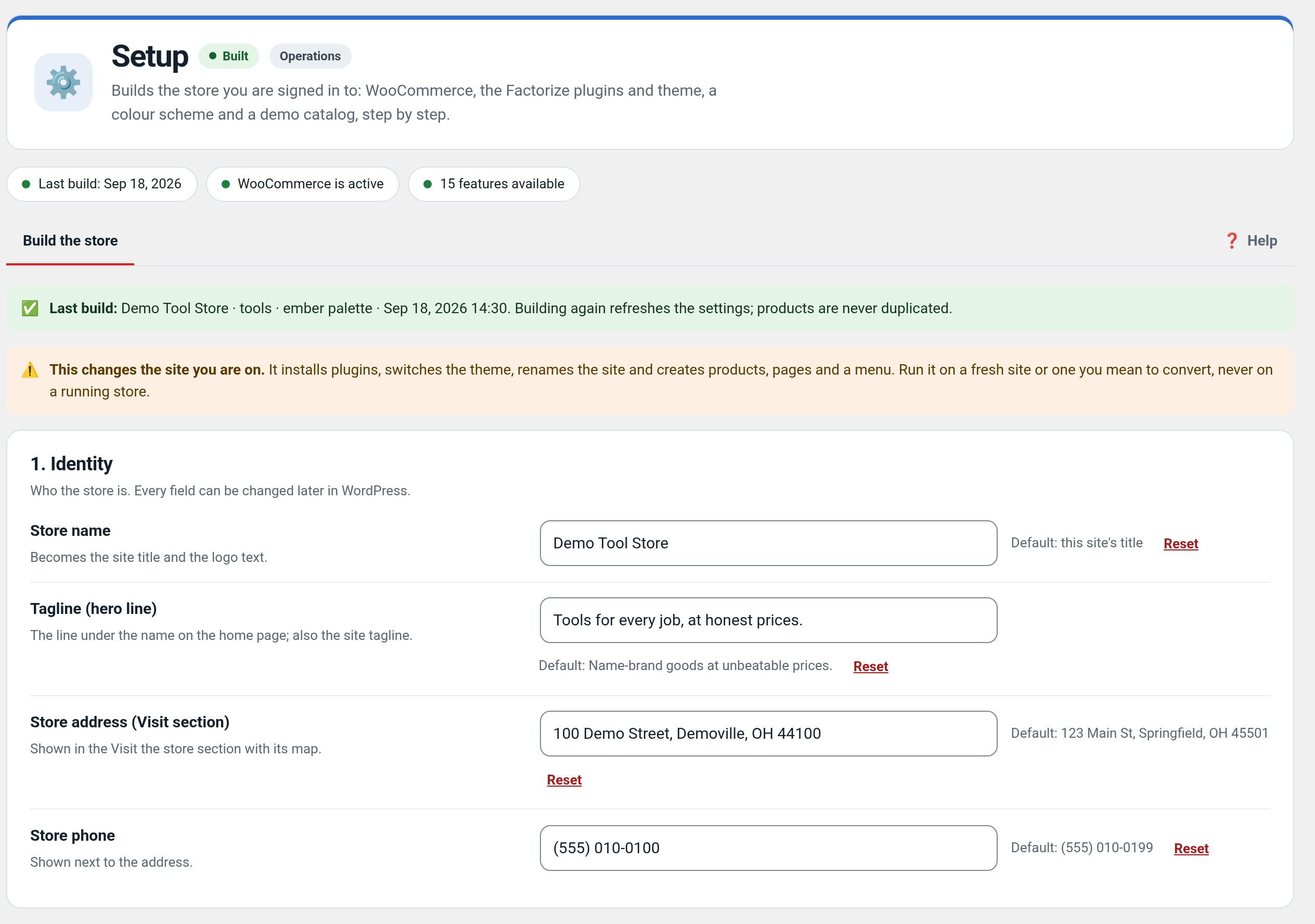 Setup: Settings in wp-admin