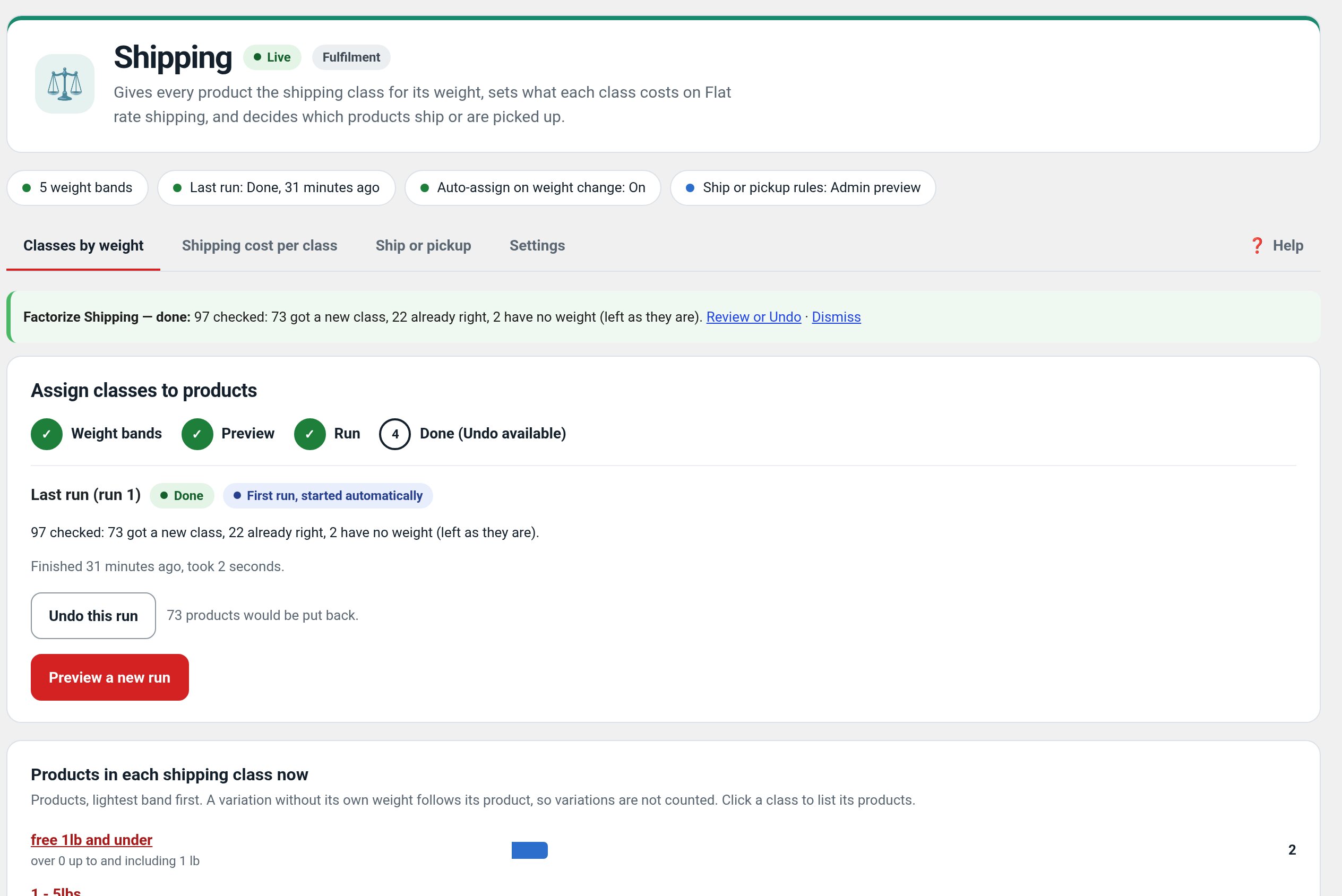 Shipping: Settings in wp-admin